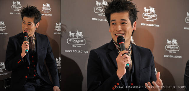 <strong>COACH｜コーチ　BASEBALL CHARITY EVENT REPORT</strong>　「昔から野球は大好きですね。グローブを自分のかたちにするために、よくボールで押さえてクセを付けたりしていました。そういう行為によって、アイテムに対してさらに愛着が湧きますよね」（佐藤隆太さん）