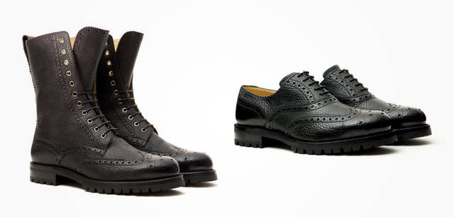 <strong>BALLY｜バリー</strong>　160周年記念コレクション・ラインより。左／ブーツ 9万6600円、右／シューズ 8万850円（ともにバリー／バリー・ジャパン）