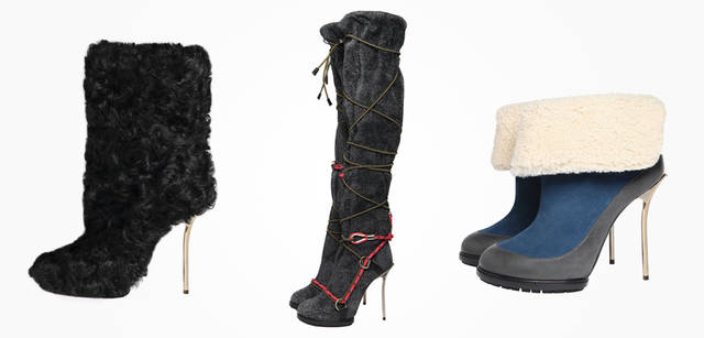 <strong>BALLY｜バリー</strong>　アイスピック・メタルヒールを特徴とするマウンテンコレクション。左から、ブーツ [H11cm] 19万9500円、ブーツ [H11cm] 23万1100円、ブーツ [H11cm] 13万1250円（すべてバリー／バリー・ジャパン）