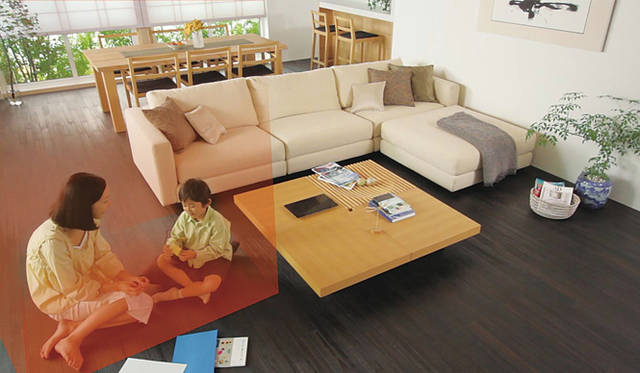 <strong>あたらしい時代づくりに取り組むひとと企業──積水ハウス編</strong>　センサーによってひとの居場所を感知。床暖房はそれによって、必要なエリア、面積だけ暖かくする。