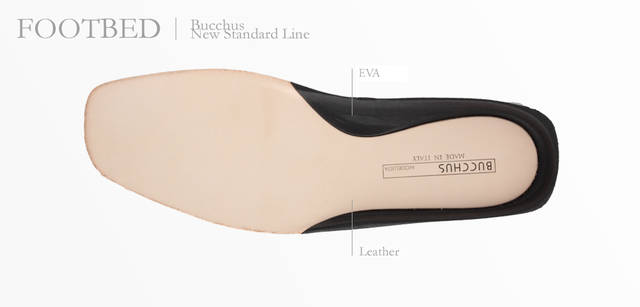 　EVAにレザーがコンビネーションされた、足になじむフットベッド。取り外しも可能だ。すべてのニュースタンダードラインに搭載されている。