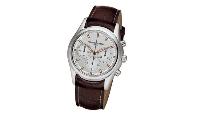 <strong>FREDERIQUE CONSTANT｜フレデリック・コンスタント</strong>　シルバーの文字盤にローズゴールドプレートのインデックスと針。「ヴィンテージ レーシング コレクション 北京パリリミテッドエディション」29万4000円（予価）。8月発売予定。
