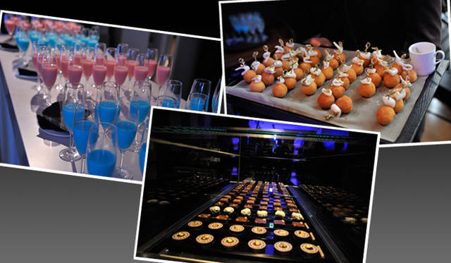 <strong>BVLGARI｜「ブルガリ・ブルガリ」パーティリポート</strong>　カクテルまでジュエルカラーで統一。「ブルガリ・ブルガリ」を模したチョコレートもお目見え。お土産としても配られた。