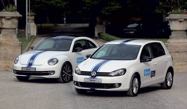 <strong>論客がポスト3.11のクルマ界を語る─後編</strong>　「クイッカー」と呼ばれるフォルクスワーゲンのカーシェアリング。ゴルフと、先日ローンチ決定が発表されたザ ビートルが使用される。ドイツ・ハノーバー市内に50の拠点を設け今秋から開始を予定。