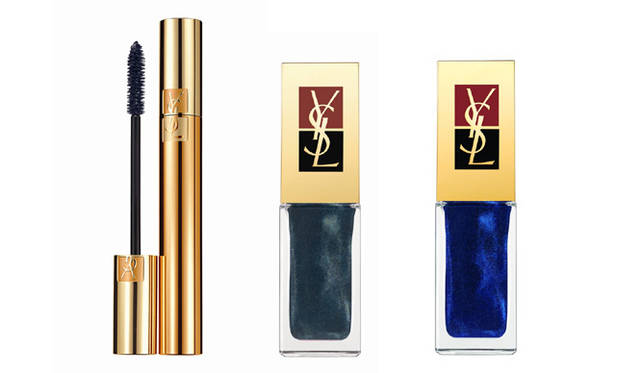 <strong>YVES SAINT LAURENT｜イヴ・サンローラン</strong>　 AUTUMN WINTER LOOK 2011/2012　左／＜マスカラ＞フォルスラッシュ マスカラ 価格｜4200円（7.5mL）No.20（限定色）、右／＜ネイル＞ラ ラック 価格｜各3150円（10mL）No.43,44（限定色）