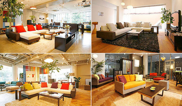 上／『a.flat 目黒本店』、下左／『a.flat家具 新宿店』、下右／『a.flat 堀江店』