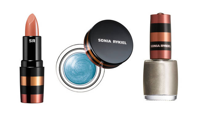 <strong>SONIA RYKIEL｜ソニア リキエル</strong>　2011秋のメイクアップコレクション 左から、「サブライム リップスティック」32、「ムース アイシャドウ」09、「シャイニー ネイルカラー」32