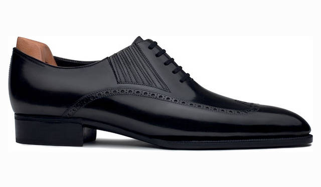 <strong>JOHN LOBB│ジョンロブ</strong>　ビスポーク「キャピタルコレクション」モデル「BEIJING」　（チャコール カーフ×ライトグレイ パイピング、5mmレザーソール、ベヴェルドウェスト、2.5cmヒール）