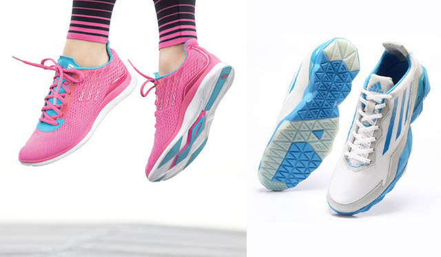 <strong>adidas｜アディダス</strong>　左／ウィメンズ「adizero Training W （アディゼロ トレーニング W）」、右／メンズ「adizero Speed TR （アディゼロ スピード TR）」