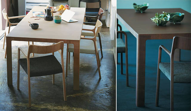 <strong>Arflex｜アルフレックス</strong>　テーブル「RITA」　左／31万2900円(W2000×D1000/ホワイトオーク材)、右／29万2950円 (W1800×D900/ブラックウォールナット材)