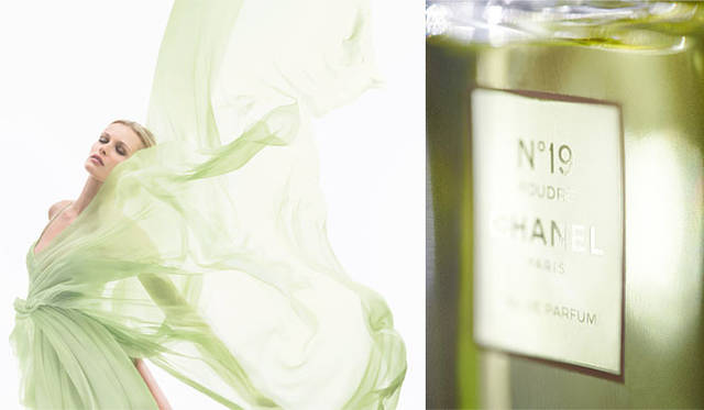 <strong>CHANEL｜シャネル</strong>　「N°19 EAU DE PARFUM」　左／PHOTOGRAPHER＝Solve Sundsbo, MODEL＝Édita Vilkeviciute © CHANEL - Solve SUNDSBO、右／PHOTOGRAPHER＝Philippe Galowich © CHANEL - Philippe Galowich