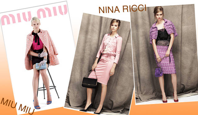 g_retro_4 <strong>特集|2012年春夏トレンド速報!</strong> Chapter1:注目のスタイルキーワードをチェック! “Retro” 左からMIU MIU(ミュウミュウ)、NINA RICCI(ニナ リッチ)