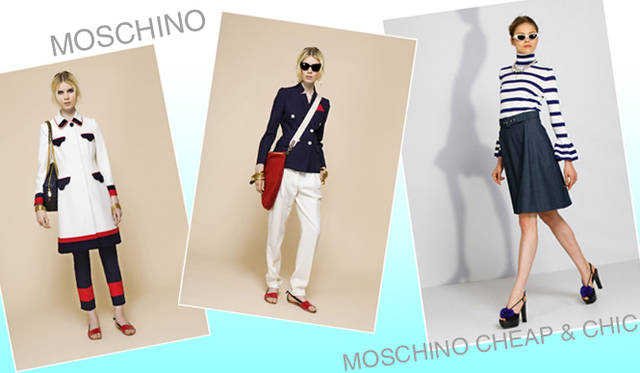 g_maline_3 <strong>特集|2012年春夏トレンド速報!</strong> Chapter1:注目のスタイルキーワードをチェック! “Marine” 左からMOSCHINO(モスキーノ)、MOSCHINO CHEAP AND CHIC(モスキーノ チープ&シック)