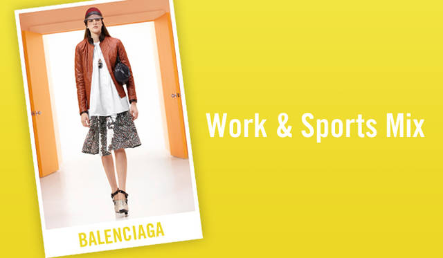 work <strong>特集|2012年春夏トレンド速報!</strong> Chapter1:注目のスタイルキーワードをチェック! “Work & Sports Mix” 2011年秋冬シーズン、クラシカルなシューズやアイウェア、クロップトパンツなど、どこか“野暮ったさ”を感じさせるアイテムをプラスして完成させる“オジガール”なるスタイルが注目されたが、2012年春夏シーズンでは、フェミニンなスタイルにベーシックなブルゾンなどの“オジさん”チックなアウターを合わせて着崩す“オジレディ”スタイルがトレンドに!?