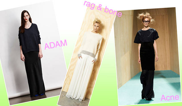 g_110817 <strong>特集|2012年春夏トレンド速報!</strong> Chapter1:注目のスタイルキーワードをチェック! “Loose Silhouette” 左からADAM(アダム)、rag & bone(ラグ & ボーン)、Acne(アクネ)