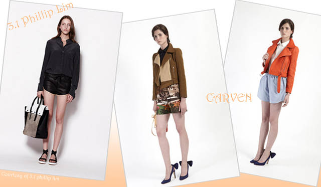 g_short_1 <strong>特集|2012年春夏トレンド速報!</strong> Chapter2:これひとつで即旬顔に! 押さえるべきディテール&アイテム  “Short Pants” 左から3.1 Phillip Lim(3.1 フィリップ リム)、CARVEN(カルバン)