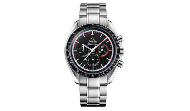 <strong>OMEGA｜オメガ</strong>　ドーム型のヘサライトクリスタル風防、両面無反射コーティング、タキメーター入りアルミベゼル。