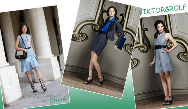 <strong>特集｜2012年春夏トレンド速報！</strong>　Chapter2：これひとつで即旬顔に！　押さえるべきディテール＆アイテム　　“Denim”　左からChloé（クロエ）、VIKTOR&ROLF（ヴィクター& ロルフ）
