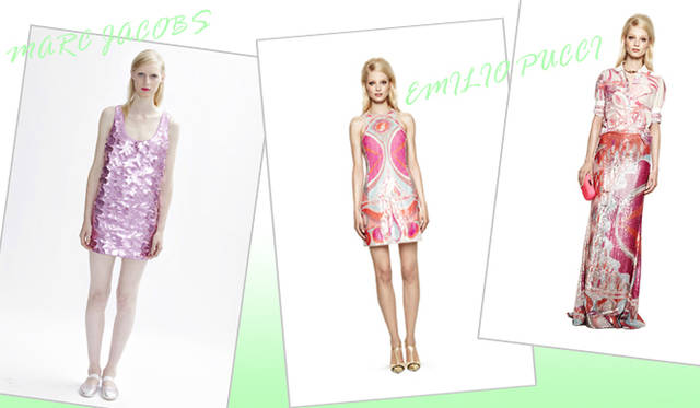 <strong>特集｜2012年春夏トレンド速報！</strong>　Chapter2：これひとつで即旬顔に！　押さえるべきディテール＆アイテム　“Shiny”　左からMARC JACOBS（マーク ジェイコブス）、EMILIO PUCCI（エミリオ・プッチ）