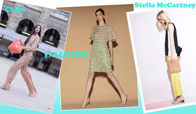<strong>特集｜2012年春夏トレンド速報！</strong>　Chapter3：手軽に取り入れられるカラー＆パターン、マストハブとは？　“Color”　左からChloé（クロエ）、VALENTINO（ヴァレンティノ）、Stella McCartney（ステラマッカートニー）