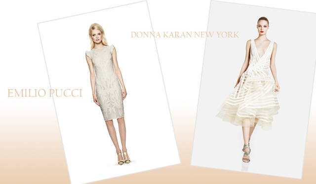 <strong>特集｜2012年春夏トレンド速報！</strong>　Chapter3：手軽に取り入れられるカラー＆パターン、マストハブとは？　“WHITE”　左からEMILIO PUCCI（エミリオ・プッチ）、DONNA KARAN NEW YORK（ダナ キャラン ニューヨーク）