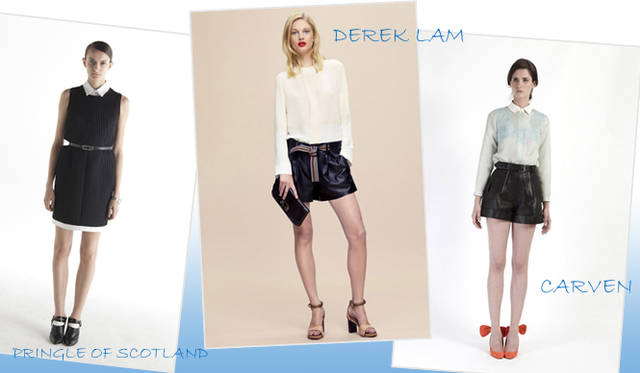 <strong>特集｜2012年春夏トレンド速報！</strong>　Chapter3：手軽に取り入れられるカラー＆パターン、マストハブとは？　“Black & White”　左からPRINGLE OF SCOTLAND（プリングル オブ スコットランド）、DEREK LAM（デレク ラム）、CARVEN（カルバン）