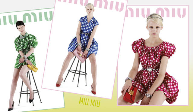 <strong>特集｜2012年春夏トレンド速報！</strong>　Chapter3：手軽に取り入れられるカラー＆パターン、マストハブとは？　“Check Pattern”　MIU MIU（ミュウミュウ）