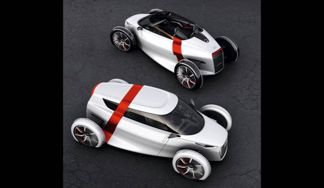 <strong>Audi Urban Concept EV｜アウディ アーバン コンセプト EV</strong>　写真手前／クーペ、写真奥／スパイダー