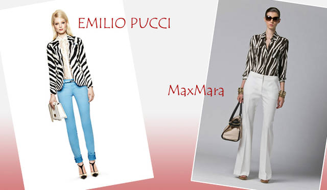 <strong>特集｜2012年春夏トレンド速報！</strong>　Chapter3：手軽に取り入れられるカラー＆パターン、マストハブとは？　“Animal”　左からEMILIO PUCCI（エミリオ・プッチ）、MaxMara（マックスマーラ）