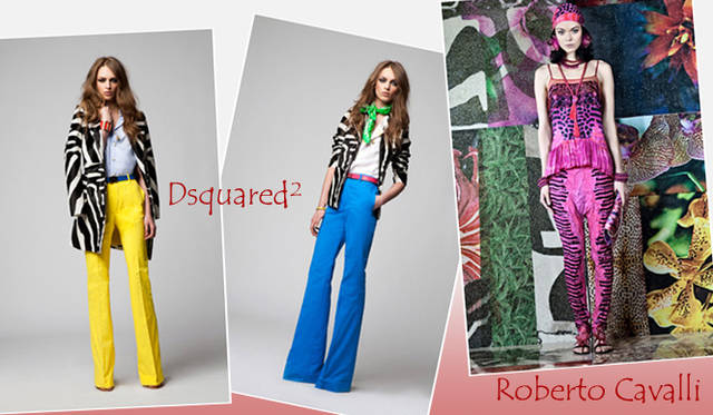 <strong>特集｜2012年春夏トレンド速報！</strong>　Chapter3：手軽に取り入れられるカラー＆パターン、マストハブとは？　“Animal”　左からDsquared²（ディースクエアード）、Roberto Cavalli（ロベルト カヴァリ）
