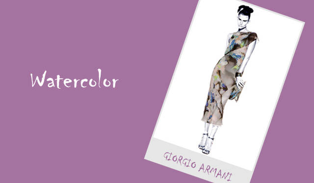 <strong>特集｜2012年春夏トレンド速報！</strong>　Chapter3：手軽に取り入れられるカラー＆パターン、マストハブとは？　“Watercolor”　水彩画のように淡い色味が優しい印象のパターンや、カラーがはじけたようなビビットパターンなど、絵画のようなパターンの数々は、スタイルに繊細なイメージを演出してくれる。