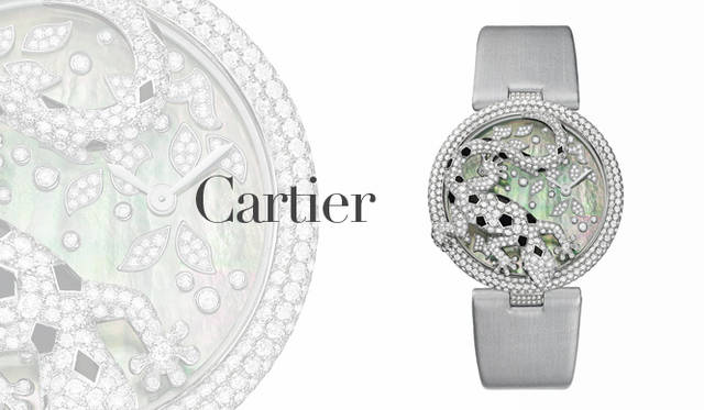 <strong>Cartier｜カルティエ</strong>　「動物のサーカス」という意味をもつカルティエの「ル シルク アニマリエ」コレクション。2011年のテーマはオセアニア大陸の動物。はるか遠い土地へと想いを馳せて。世界50個の限定製造。「ル シルク アニマリエ ドゥ カルティエ ゲッコー デコール」[WG×ダイヤモンド×ブラックエナメルスポッツ、エメラルド、サファイア クリスタル×マザーオブパール] ロジウム加工スティール製剣型針、トワル プロッセストラップ、カルティエ キャリバー056クォーツムーブメント、日常生活防水、ケースサイズ（直径｜40mm、厚さ｜7.60mm） 1575万円（カルティエ／カルティエ カスタマー サービスセンター）　©Cartier