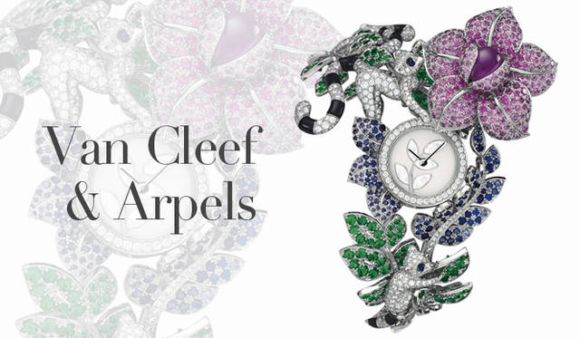 <strong>Van Cleef&Arpels｜ヴァン クリーフ＆アーペル</strong>　1匹のサルが抱えもつ中心の花を動かすと、ダイヤルがあらわれるというストーリー性に溢れた仕様。冒険という、夢の世界へ――。「MAKI ウォッチ」 [WG×ダイヤモンド×エメラルド×サファイア×ブラックオニキス×マザーオブパール]　スイス製クォーツムーブメント　6457万5000円（参考価格）（ヴァン クリーフ＆アーペル）