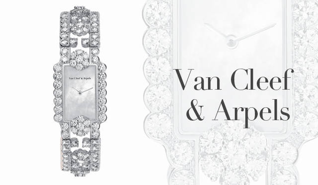 <strong>Van Cleef&Arpels｜ヴァン クリーフ＆アーペル</strong>　ヴァン クリーフ＆アーペルのアイコンである花を模した「フルーレット」コレクション。最高のクオリティを誇る7つのダイヤモンドでかたちづくられるフラワーモチーフは、フェミニンかつ詩情を湛え、私たちを魅了する。「フルーレット」[WG×ダイヤモンド×マザーオブパール] 30メートル防水、ETAスイス製クォーツムーブメント、3年間整備不要で使用可能　2037万円（ヴァン クリーフ＆アーペル）
