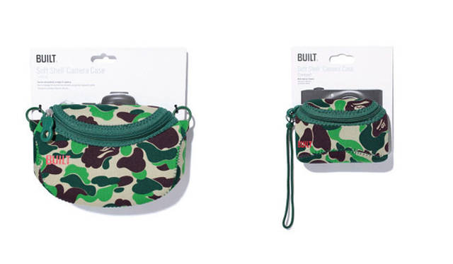 <strong>A BATHING APE®｜ア・ベイシング・エイプ®</strong>　「A BATHING APE®×BUILT」　左／SOFT SHELL CAMERA CASE LARGE 6090円、SOFT SHELL CAMERA CASE SMALL 3990円
