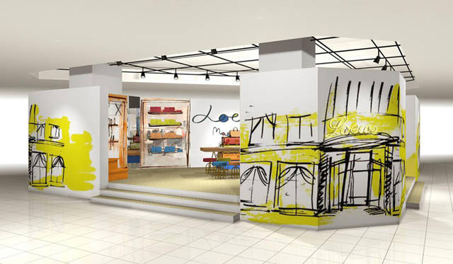 <strong>LOEWE｜ロエベ</strong>　伊勢丹新宿店にて「ロエベ　マスター・オブ・レザー」展開催<br />ステージ装飾やステージと連動した半面ウィンドーのインスタレーションはアートディレクターでもありイラストレーターとしても人気のロバート・クラーク氏が担当。ロエベにまつわるストーリーが彼特有のポップなタッチで描き出されるスペインらしいカラフルな色づかいでポップかつアーティスティックな空間を演出した。