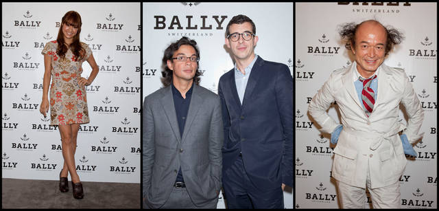 <strong>BALLY｜バリー</strong>　左から、GIRL NEXT DOORの千紗さん、クリエイティブディレクターのマイケル・ヘルツとグラエム・フィドラー、『ENGINE』編集長 鈴木正文さん。