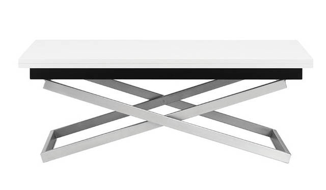 <strong>BoConcept｜ボーコンセプト</strong>　2012新作コレクション<br>「Occa 3200」テーブル 13万9500円（アジャスタブルテーブル、ホワイト、ブラッシュドスチール H40-75 1/2×W70/140×D110cm）