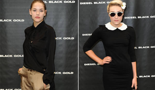 <strong>DIESEL</strong>　「DIESEL BLACK GOLD」SPRING SUMMER 2012　左／Ashley Smith (トップモデル。DIESELの新作フレグランス“LOVERDOSE（11月20日発売）”のミューズ)、右／DJ Mia Moretti