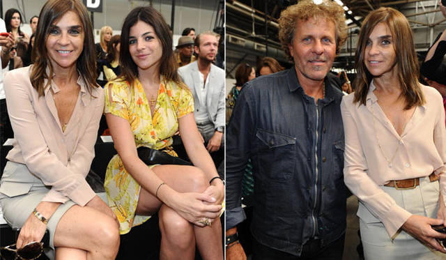 <strong>DIESEL</strong>　「DIESEL BLACK GOLD」SPRING SUMMER 2012　左／元『French VOGUE』編集長・ファッションジャーナリスト Carine Roitfeldと、娘のJulia Roitfeld、右／Renzo Rosso、Carine Roitfeld