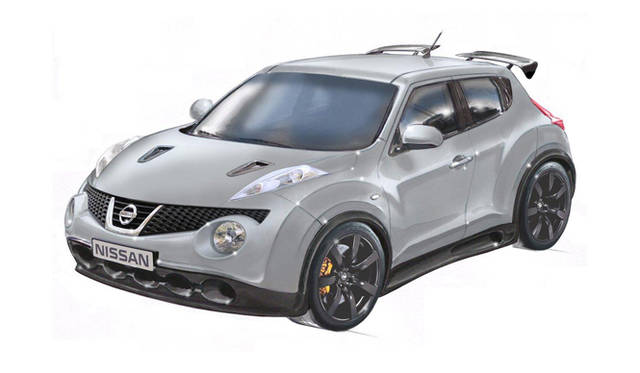 <strong>日産 ジューク-R｜NISSAN JUKE-R</strong>　写真はまだ公開されておらず、現状はイラストのみとなっている。