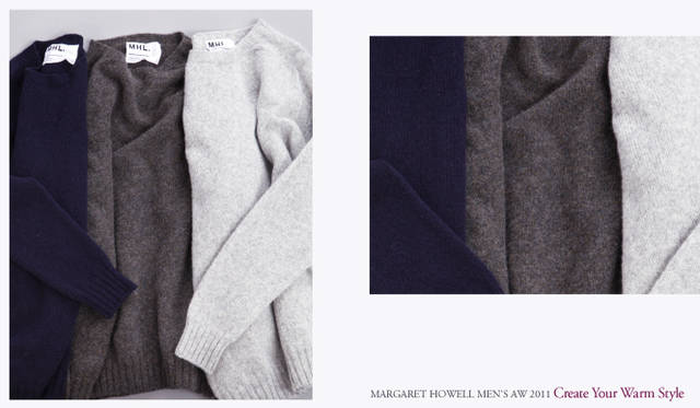 <strong> MARGARET HOWELL｜マーガレット・ハウエル</strong>　2011秋冬コレクション　ニット各1万7800円（MHL.）