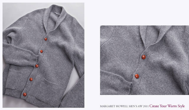 <strong> MARGARET HOWELL｜マーガレット・ハウエル</strong>　2011秋冬コレクション　カーディガン8万2950円（マーガレット・ハウエル）※ショップ限定