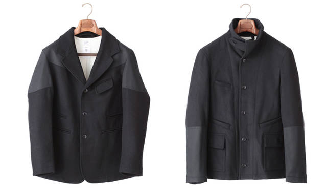 <strong>The garbstore | ザ ガーブストア</strong><br />（左）LNER BLAZER　 4万4100円<br />1960年代のイギリス国有鉄道のユニフォームのコートをベースに、見頃・袖ともにコットンキャンバスのパネルをほどこし、70年代風のディテールをプラス。オリジナルのイギリス国有鉄道の制服を生産していた工場にて生産されている。<br /><br />（右）RAIL KADET WOOL COAT　 4万6200円<br />1920年代のアメリカの士官コートのスタイルを、70年代のイギリス国有鉄道のユニフォームのディテールで再現。袖にほどこされたコットンキャンバスのパネルがアクセントに。左とおなじく、オリジナルのイギリス国有鉄道の制服を生産していた工場にて生産されている。