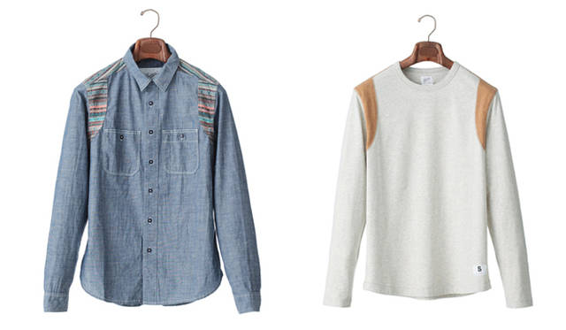 <strong>The garbstore | ザ ガーブストア</strong><br />（左）SA MECHANIC SHIRT　 1万9950円<br />日本製のセルビッジシャンブレーを使用したメカニックシャツ。肩にほどこされたメキシカンパターンのフランネルクロスの切り替えでほかにはない個性的な仕上がりに。<br /><br />（右）MECHANICS JERSEY　 1万290円<br />アームホールにほどこされた切り替えがポイントのオーガニックコットンを使用したシングルジャージーは、どんなアイテムにも合わせやすい万能選手！