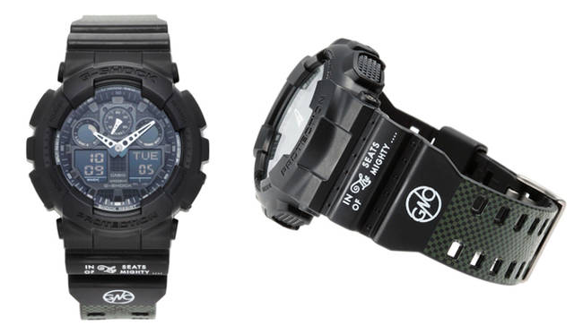 <strong>The garbstore | ザ ガーブストア</strong><br />G-SHOCK×The garbstore LIMITED EDITION　 2万9400円<br />第二次世界大戦時、RAF（Royal Air Force＝英空軍)の優秀なスピットファイア（戦闘機）パイロットに与えられた“in the seats of mighty”の言葉からインスピレーションを得た。G-SHOCKとのコラボレーションにより生れたミリタリーテイストのウォッチ。