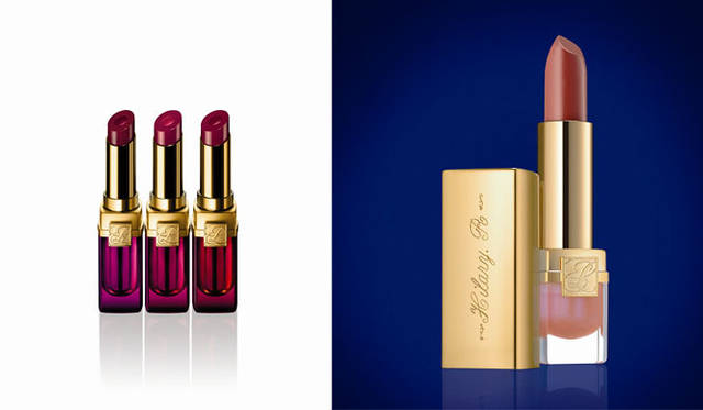 <strong>ESTEE LAUDER｜エスティ ローダー</strong>　左／＜口紅＞ピュア カラー センシュアス ルージュ リップカラー、右／モノグラミング サービス（名入れサービス）