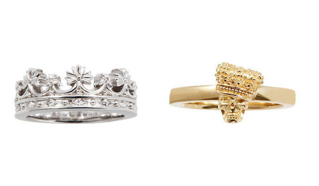 <strong>Justin Davis｜ジャスティン デイビス</strong>　「キッズコレクション」　左／リング［シルバー］（2～7号）1万5750円、右／スカルリング［K18YG］（2～7号）9万4500円