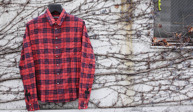 <strong>CHROME HEARTS｜クロムハーツ</strong>　コットンチェックシャツ（レッド×ブラック）17万4300円