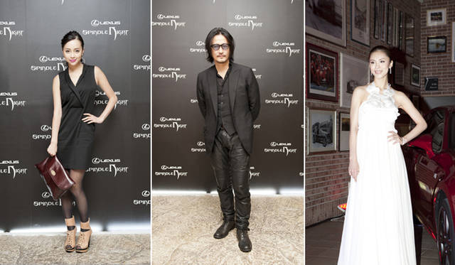 <strong>LEXUS GS｜レクサス GS</strong>　「レクサス スピンドル ナイト」会場より。ゲストとして招かれたインフルエンサー。向かって左よりシンガーのICONIQさん、映画監督／FREEWORLD代表の紀里谷和明氏、レクサス アンバサダーの森理世さん